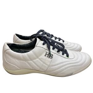Hugo Boss Men's 40 White Leather Stitch Lace Up Lightweight Golf Driving Shoes